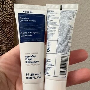 2x Korres Greek Yoghurt Foaming Cream Cleanser 0.68oz/20ml Each, New Sealed